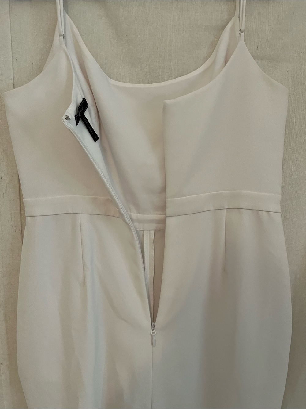 BCBGMaxAzria 2 Piece White Jumpsuit with Sheer Pleated Long Sleeve Cover-Up - Picture 6 of 9